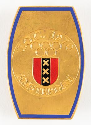 Lot #6305 70th IOC Session in Amsterdam. Large IOC Session Badge - From the Collection of IOC Member James Worrall - Image 1