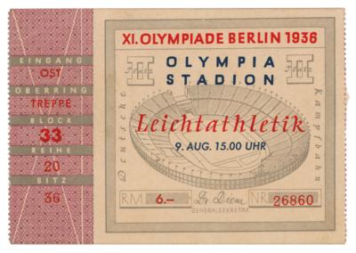 Lot #6052 Jesse Owens: Berlin 1936 Summer Olympics Gold Medal Event Ticket Stub - Image 1