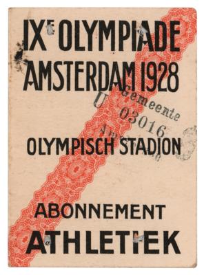 Lot #6213 Amsterdam 1928 Summer Olympics Athletics Admission Pass - Image 1
