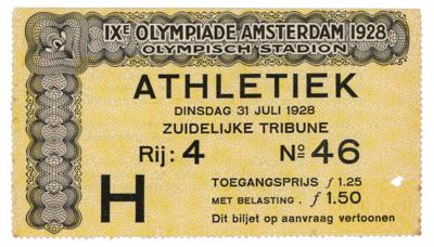 Lot #6214 Amsterdam 1928 Summer Olympics Ticket