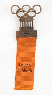 Lot #6048 Berlin 1936 Summer Olympics Track and Field Participant's Badge