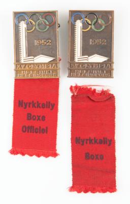 Lot #6270 Helsinki 1952 Summer Olympics Boxing Official and Participant Badges - Image 1