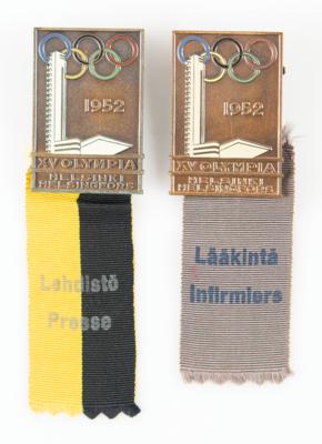 Lot #6271 Helsinki 1952 Summer Olympics Press and Medicine Badges - Image 1