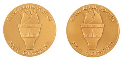 Lot #6337 Los Angeles 1984 Summer Olympics Bronze Participation Medals (2) - From the Collection of IOC Member James Worrall