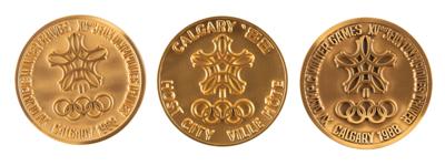 Lot #6353 Calgary 1988 Winter Olympics Participation and Commemorative Medals (3) - From the Collection of IOC Member James Worrall - Image 2