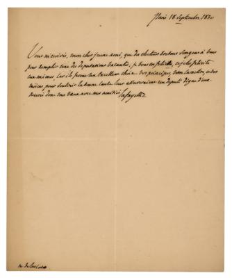 Lot #337 Marquis de Lafayette Autograph Letter Signed