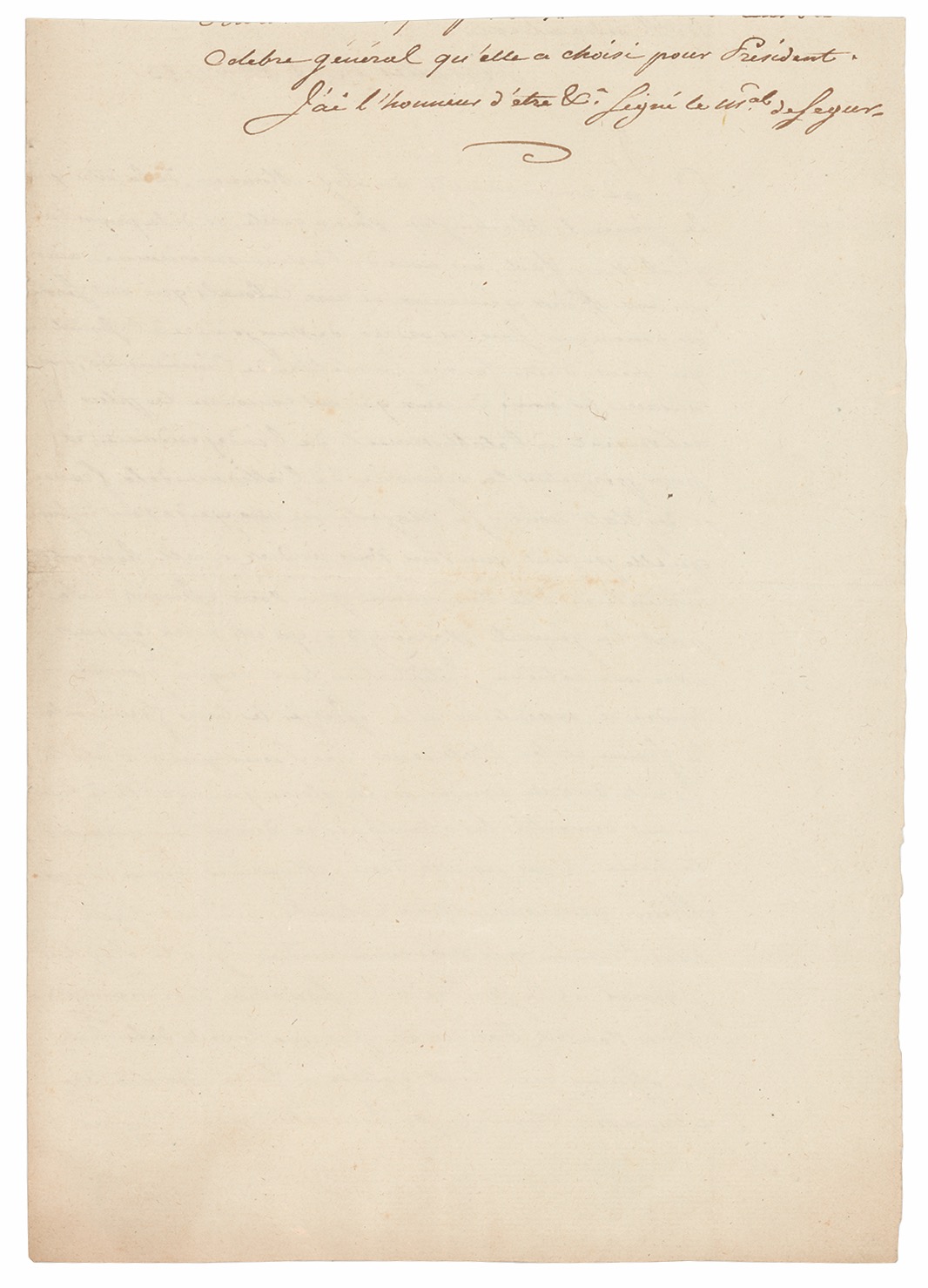 Lot #263 Philippe Henri, Marquis de Segur Manuscript Letter - Image 2
