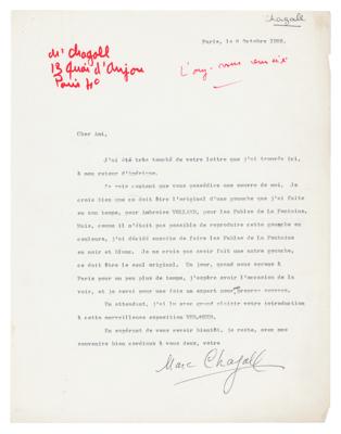 Lot #434 Marc Chagall Typed Letter Signed