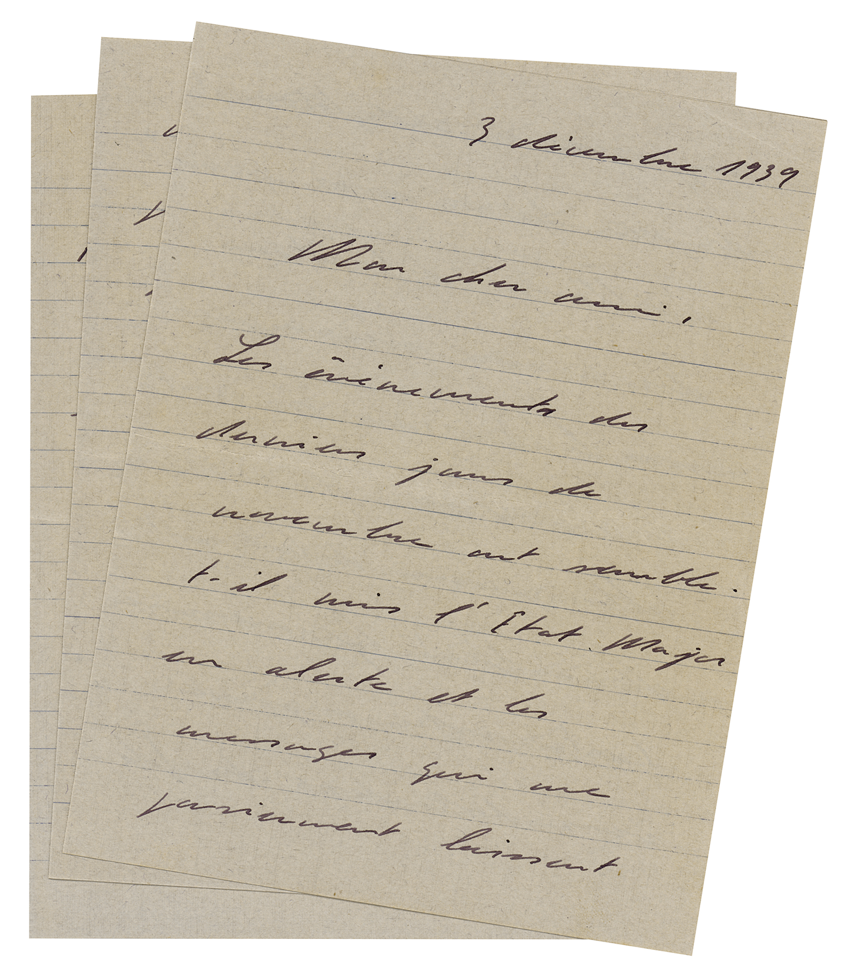 Lot #201 Charles de Gaulle Autograph Letter Signed on Hitler and World War II