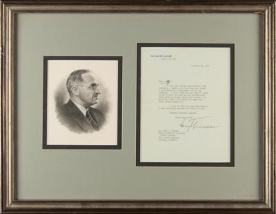 Lot #158 Harry S. Truman Typed Letter Signed as