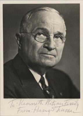 Lot #162 Harry S. Truman Signed Photograph