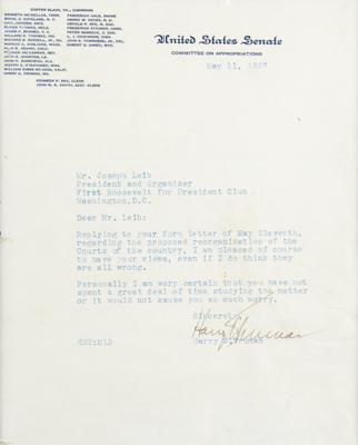Lot #160 Harry S. Truman Typed Letter Signed