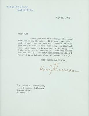 Lot #159 Harry S. Truman Typed Letter Signed as President - Image 1