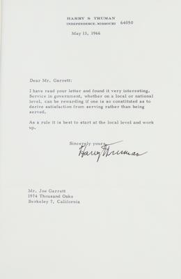 Lot #161 Harry S. Truman Typed Letter Signed - Image 1
