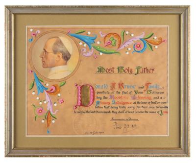 Lot #308 Pope Pius XII Signed Apostolic Blessing - Image 2