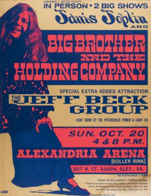Lot #900 Janis Joplin and Big Brother and the Holding Company with Jeff Beck Group 1968 Alexandria Concert Poster (Beeghly) - Image 1