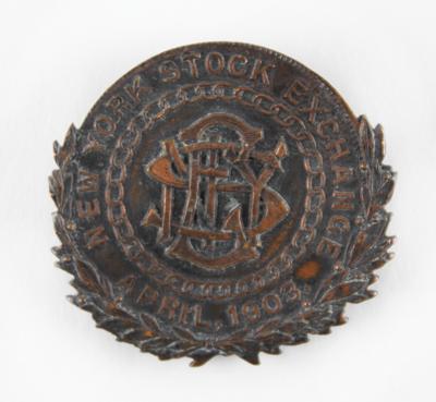 Lot #289 New York Stock Exchange 1903 Badge