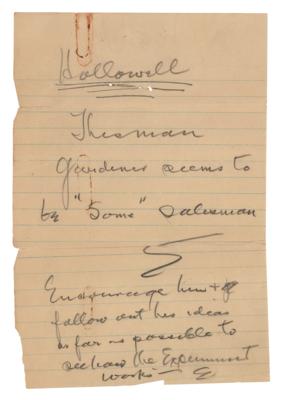 Lot #189 Thomas Edison Autograph Note Signed