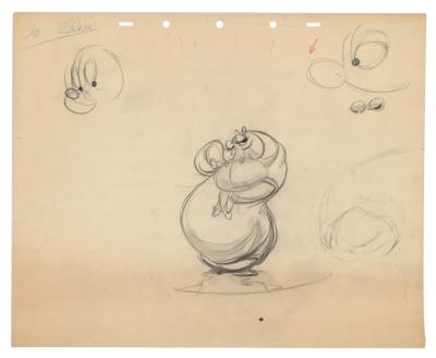 Lot #461 Preston Blair: Hyacinth Hippo (6) production drawings and (2) preliminary background drawings from Fantasia - Image 4
