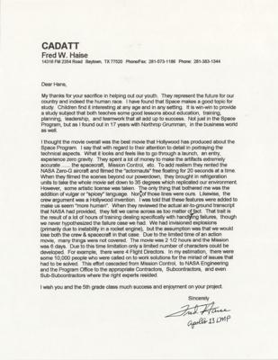 Lot #407 Fred Haise Typed Letter Signed