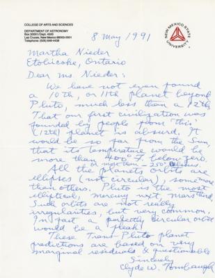 Lot #330 Clyde W. Tombaugh Autograph Letter Signed