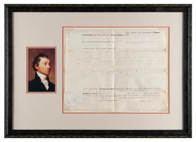 Lot #15 James Monroe Document Signed as Governor