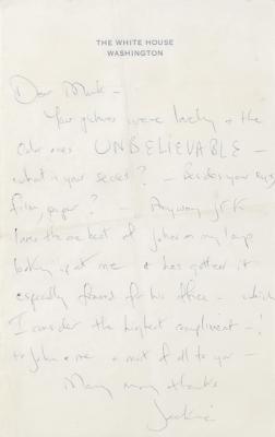 Lot #67 Jacqueline Kennedy Autograph Letter Signed