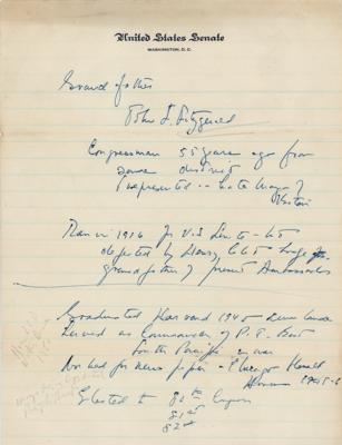 Lot #70 John F. Kennedy Handwritten Notes on Autobiography - Image 1