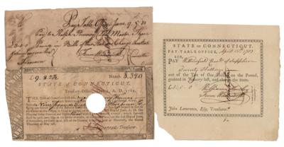 Lot #316 Revolutionary War: Connecticut (3) Pay Order Documents