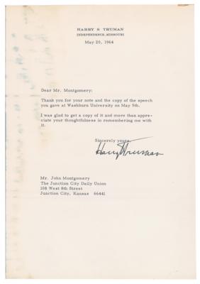 Lot #164 Harry S. Truman Typed Letter Signed