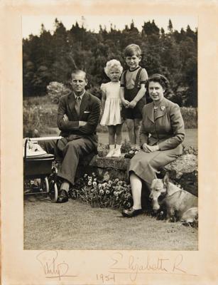 Lot #216 Queen Elizabeth II and Prince Philip Signed Photograph