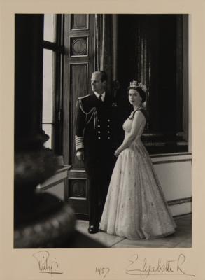 Lot #215 Queen Elizabeth II and Prince Philip Signed Photograph (1957)