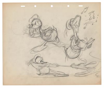 Lot #468 Preston Blair preliminary model sheet drawing of Donald Duck