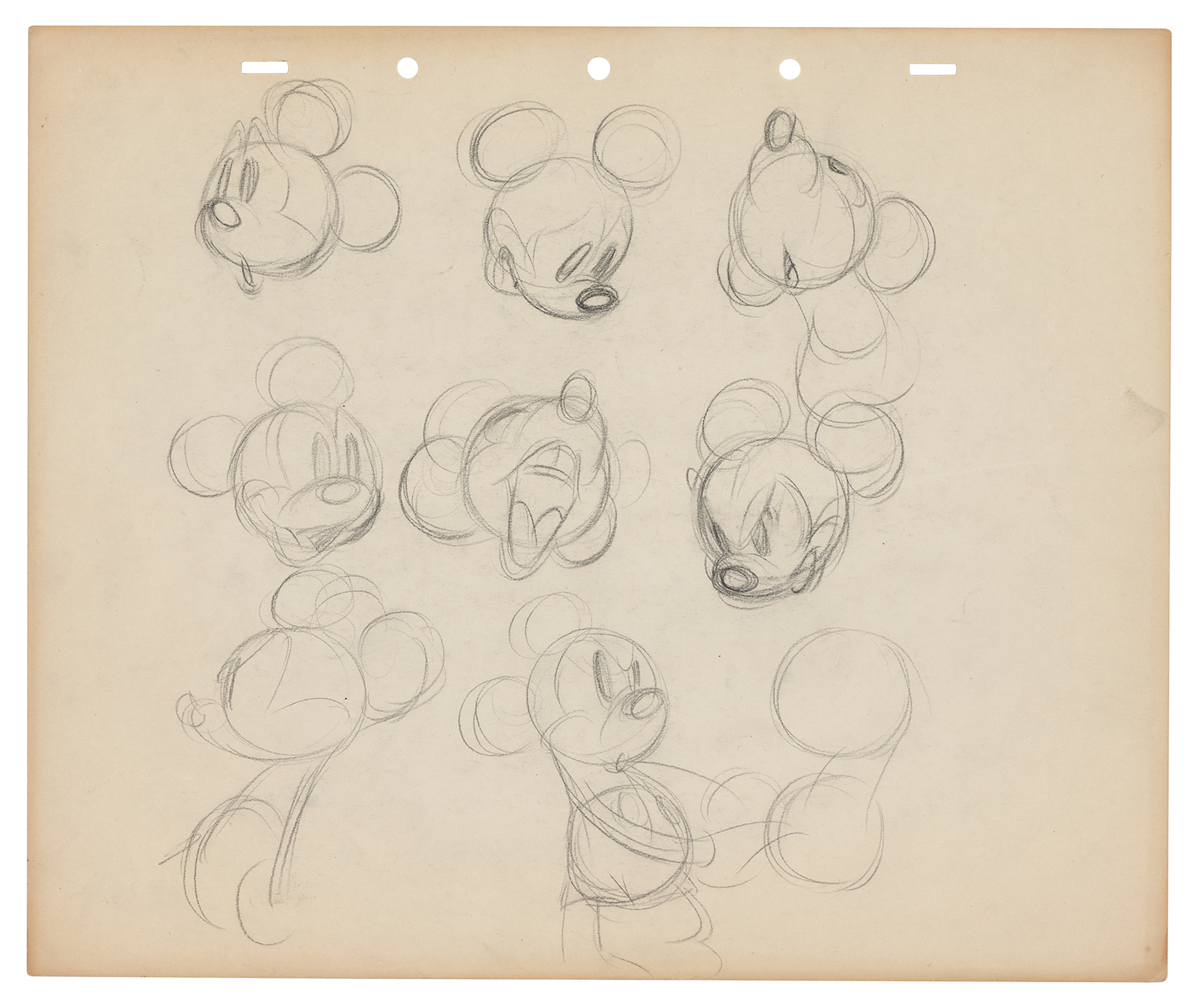 Lot #475 Preston Blair preliminary model sheet drawing of Mickey Mouse