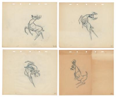 Lot #458 Preston Blair: Bambi (4) rough production drawings from Bambi