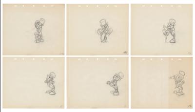 Lot #462 Preston Blair: Collection of (47) Jiminy Cricket production drawings from Pinocchio