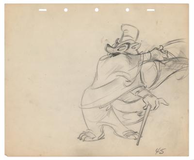 Lot #476 Preston Blair: Honest John rough production drawing from Pinocchio