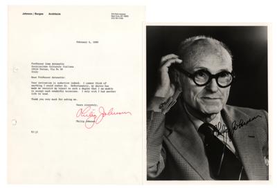 Lot #439 Philip Johnson Signed Photograph and Typed Letter Signed