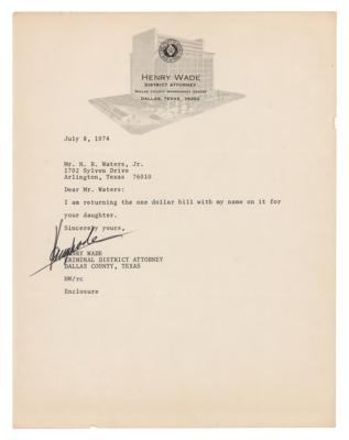 Lot #331 Henry Wade Typed Letter Signed