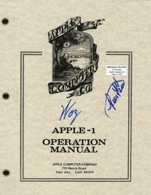 Lot #231 Apple: Wozniak and Wayne Signed Apple-1 Replica Manual