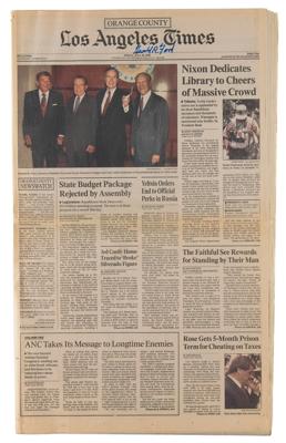 Lot #99 Gerald Ford (4) Signed Newspapers