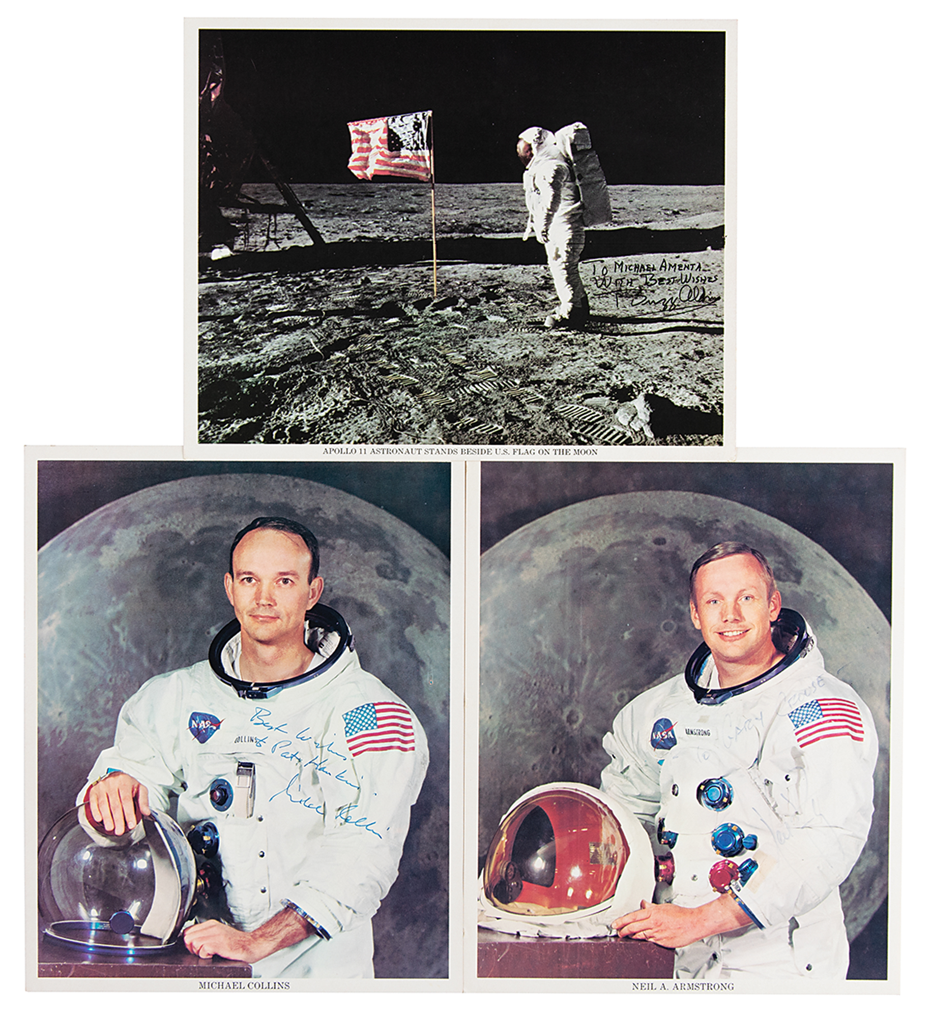 Lot #399 Apollo 11 (3) Signed Photographs