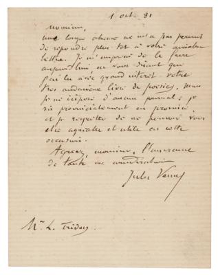 Lot #493 Jules Verne Autograph Letter Signed
