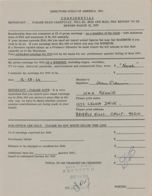 Lot #788 Jean Renoir Document Signed - Image 1