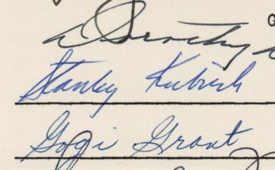 Lot #759 Stanley Kubrick Document Signed - Image 2