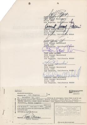 Lot #641 Joni Mitchell Document Signed (includes Cher, Kenny Loggins, and Lou Rawls)