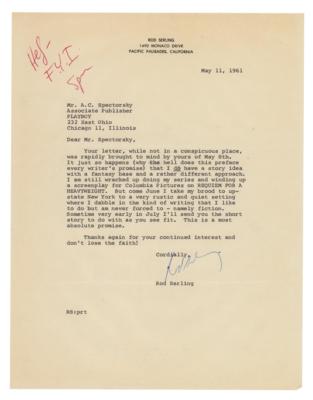 Lot #792 Rod Serling Typed Letter Signed