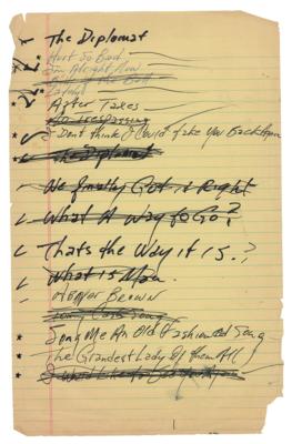 Lot #612 Johnny Cash Handwritten Set List