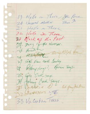 Lot #613 Johnny Cash Signed Handwritten List