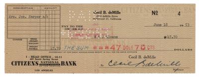 Lot #727 Cecil B. DeMille Signed Check - Image 1